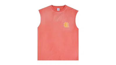 Pre-owned Eric Emanuel Men's  Ee Basic Cutoff Tank In Washed Red/orange