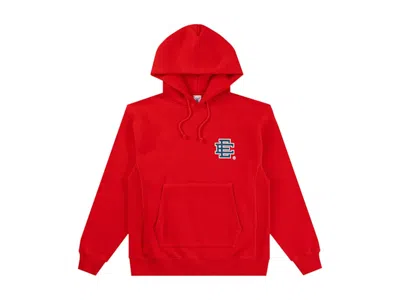 Pre-owned Eric Emanuel Men's  Ee Basic Hoodie In Red/navy Blue