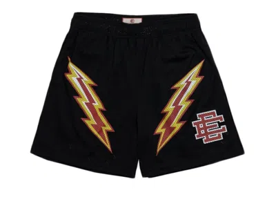 Pre-owned Eric Emanuel Men's  Ee Basic Lightning Bolt Short In Black/yellow/red