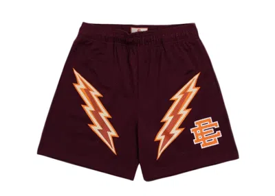 Pre-owned Eric Emanuel Men's  Ee Basic Lightning Bolt Short In Maroon/orange/bone