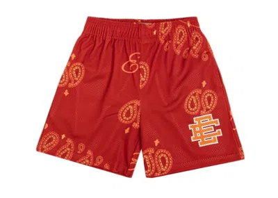 Pre-owned Eric Emanuel Men's  Ee Basic Paisley Short In Texas Red
