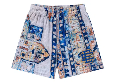 Pre-owned Eric Emanuel Men's  Ee Basic Rug Print Short In White/blue