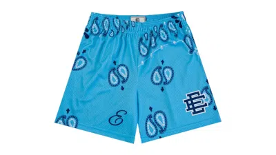 Pre-owned Eric Emanuel Men's  Ee Basic Short In Baby Blue Paisley/navy