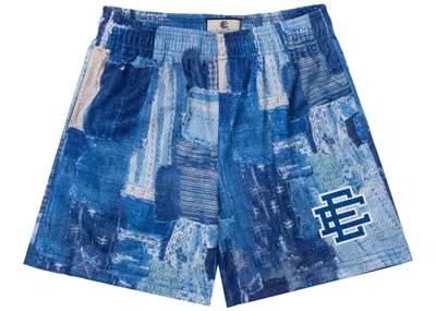 Pre-owned Eric Emanuel Men's  Ee Basic Short In Blue Boro Patchwork