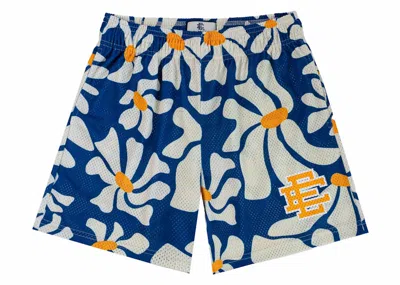 Pre-owned Eric Emanuel Men's  Ee Basic Short In Blue Daisies/yellow In Multi