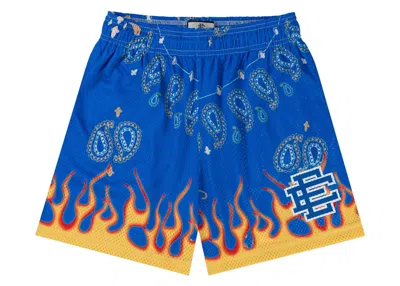 Pre-owned Eric Emanuel Men's  Ee Basic Short In Blue Paisley Flame