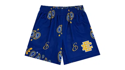 Pre-owned Eric Emanuel Men's  Ee Basic Short In Blue Paisley/yellow