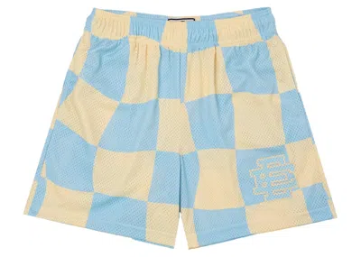 Pre-owned Eric Emanuel Men's  Ee Basic Short In Blue Yellow Wavy Flag