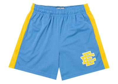 Pre-owned Eric Emanuel Men's  Ee Basic Short In Blue Yonder/varsity Yellow In Multi