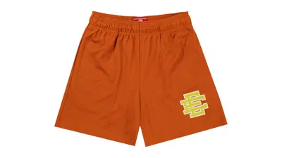 Pre-owned Eric Emanuel Men's  Ee Basic Short In Bombay Brown/neon Green