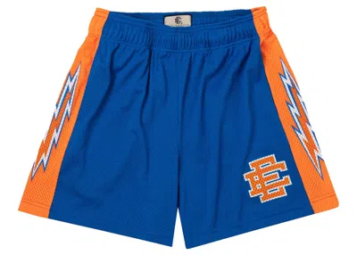 Pre-owned Eric Emanuel Men's  Ee Basic Short In Bright Royal/orange