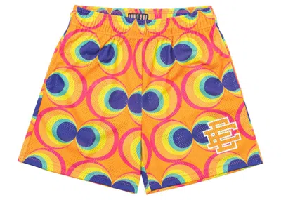 Pre-owned Eric Emanuel Men's  Ee Basic Short In Circles Yellow/blue In Multi