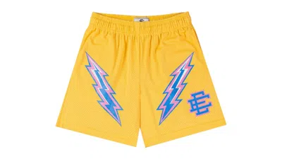 Pre-owned Eric Emanuel Men's  Ee Basic Short In Cornsilk Yellow/blue