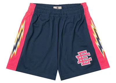 Pre-owned Eric Emanuel Men's  Ee Basic Short In Dark Denim/hot Pink