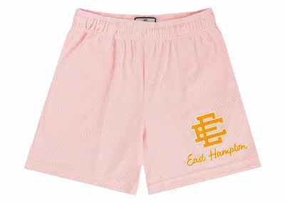 Pre-owned Eric Emanuel Men's  Ee Basic Short In East Hampton Rose Quartz/yellow Ee