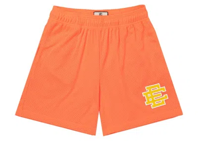 Pre-owned Eric Emanuel Men's  Ee Basic Short In Fiery Coral/yellow