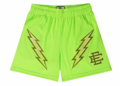 Pre-owned Eric Emanuel Men's  Ee Basic Short In Gecko Green Bolts