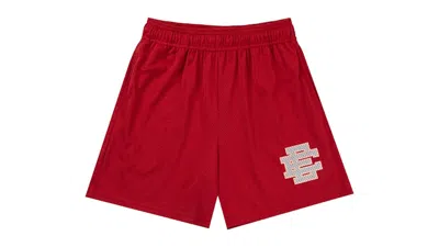 Pre-owned Eric Emanuel Men's  Ee Basic Short In Goji Berry Red/grey