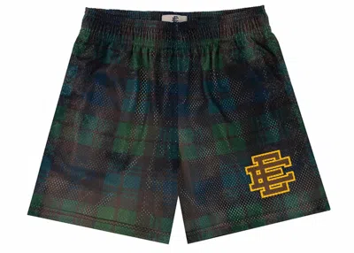Pre-owned Eric Emanuel Men's  Ee Basic Short In Green/black Plaid