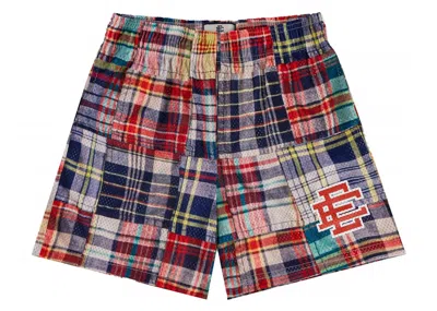 Pre-owned Eric Emanuel Men's  Ee Basic Short In Madras Plaid/red Ee
