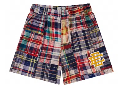 Pre-owned Eric Emanuel Men's  Ee Basic Short In Madras Plaid/yellow Ee