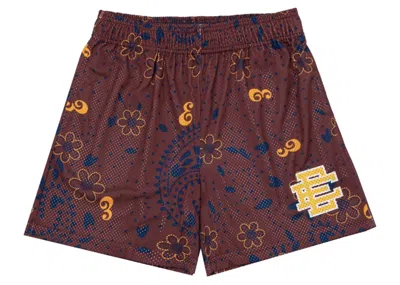 Pre-owned Eric Emanuel Men's  Ee Basic Short In Maroon Paisley