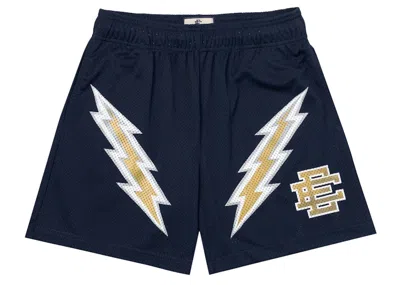 Pre-owned Eric Emanuel Men's  Ee Basic Short In Navy Blue Bolt