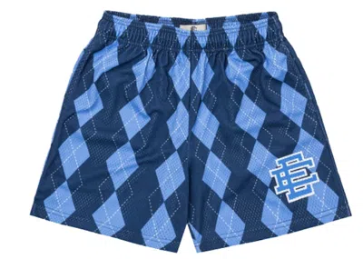 Pre-owned Eric Emanuel Men's  Ee Basic Short In Navy Blue Caro Argyle