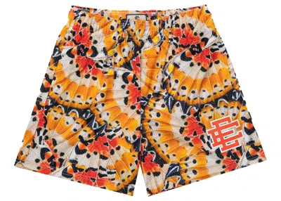 Pre-owned Eric Emanuel Men's  Ee Basic Short In Orange Butterfly