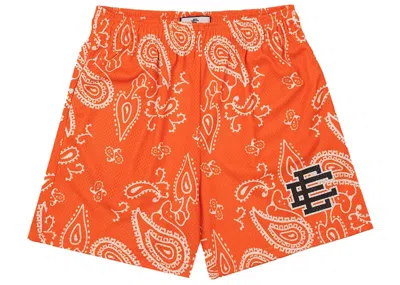 Pre-owned Eric Emanuel Men's  Ee Basic Short In Orange Paisley