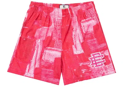 Pre-owned Eric Emanuel Men's  Ee Basic Short In Pink Boro Patchwork