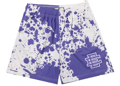 Pre-owned Eric Emanuel Men's  Ee Basic Short In Purple Paint Spill