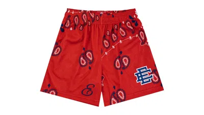 Pre-owned Eric Emanuel Men's  Ee Basic Short In Red Paisley/blue