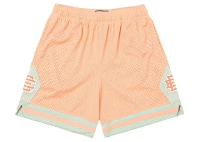 Pre-owned Eric Emanuel Men's  Ee Basic Short In Salmon/silt Green In Multi