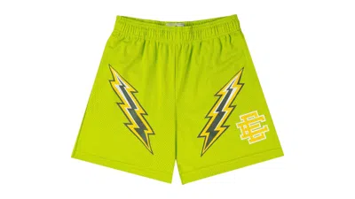 Pre-owned Eric Emanuel Men's  Ee Basic Short In Tendershoot Green/yellow