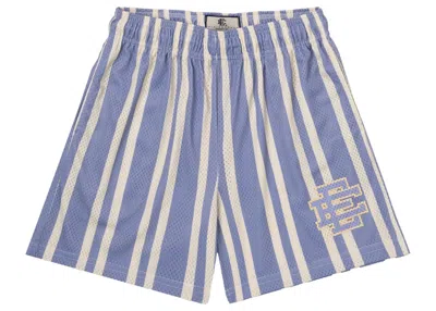 Pre-owned Eric Emanuel Men's  Ee Basic Short In Violet Blue/antique White Stripe