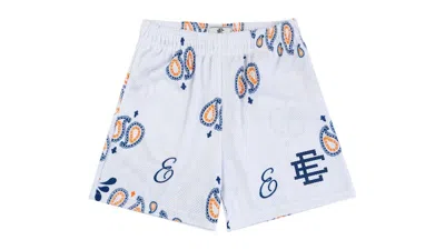 Pre-owned Eric Emanuel Men's  Ee Basic Short In White Paisley/navy Blue