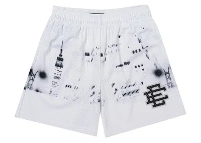 Pre-owned Eric Emanuel Men's  Ee Basic Short In White Sky Blueline