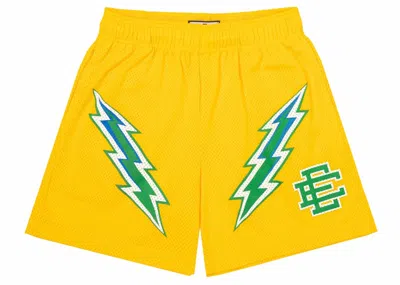 Pre-owned Eric Emanuel Men's  Ee Basic Short In Yellow Bolt