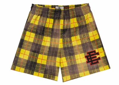 Pre-owned Eric Emanuel Men's  Ee Basic Short In Yellow/black Plaid