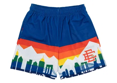 Pre-owned Eric Emanuel Men's  Ee Basic Short Short In Sky Blueline Nuggets