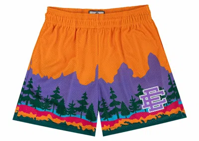 Pre-owned Eric Emanuel Men's  Ee Basic Short (ss24) In Orange/purple In Multi