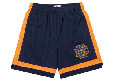Pre-owned Eric Emanuel Men's  Ee Basic V3 Short In Navy Blue/orange