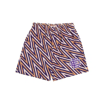 Pre-owned Eric Emanuel Men's  Ee Basic Zigzag Short In Purple/tan In Multi