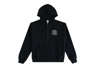 Pre-owned Eric Emanuel Men's  Ee Basic Zip Up Hoodie (fw24) In Black/white