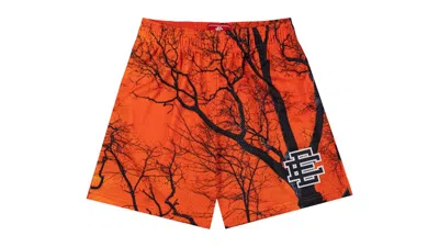 Pre-owned Eric Emanuel Men's  Ee Basic/core Print Short In Orange/black In Multi