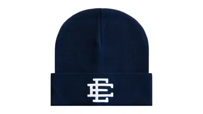 Pre-owned Eric Emanuel Men's  Ee Beanie In Navy Blue/white