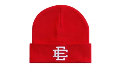 Pre-owned Eric Emanuel Men's  Ee Beanie In Red/white In Multi