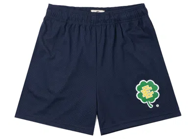 Pre-owned Eric Emanuel Men's  Ee Clover Short In Navy Blue Green In Multi