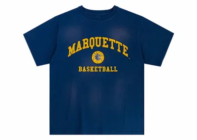 Pre-owned Eric Emanuel Men's  Ee College Marquette Tee Shirt In Washed Navy Blue
